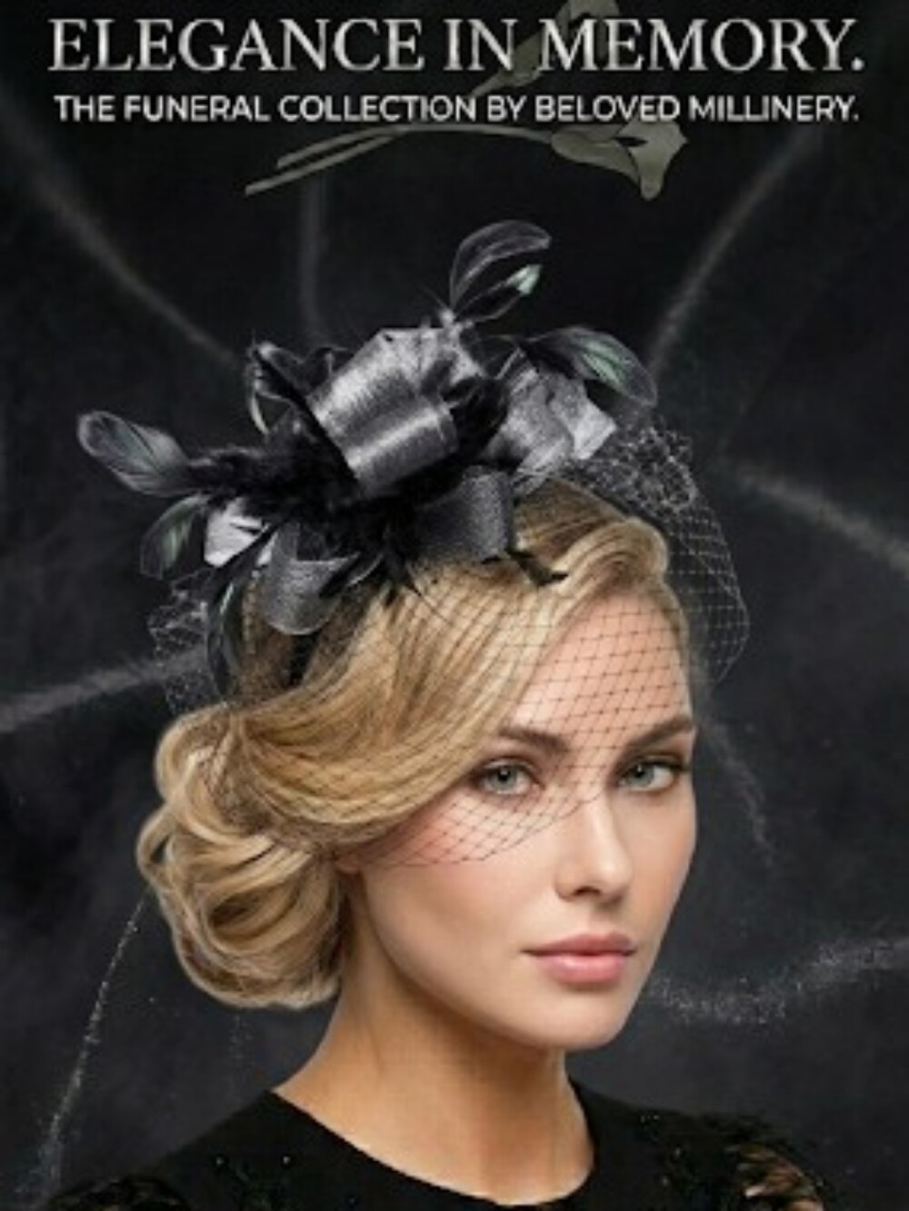 Beloved Millinery Funeral Collection Black Veils Hats & Gloves Fast Shipping!